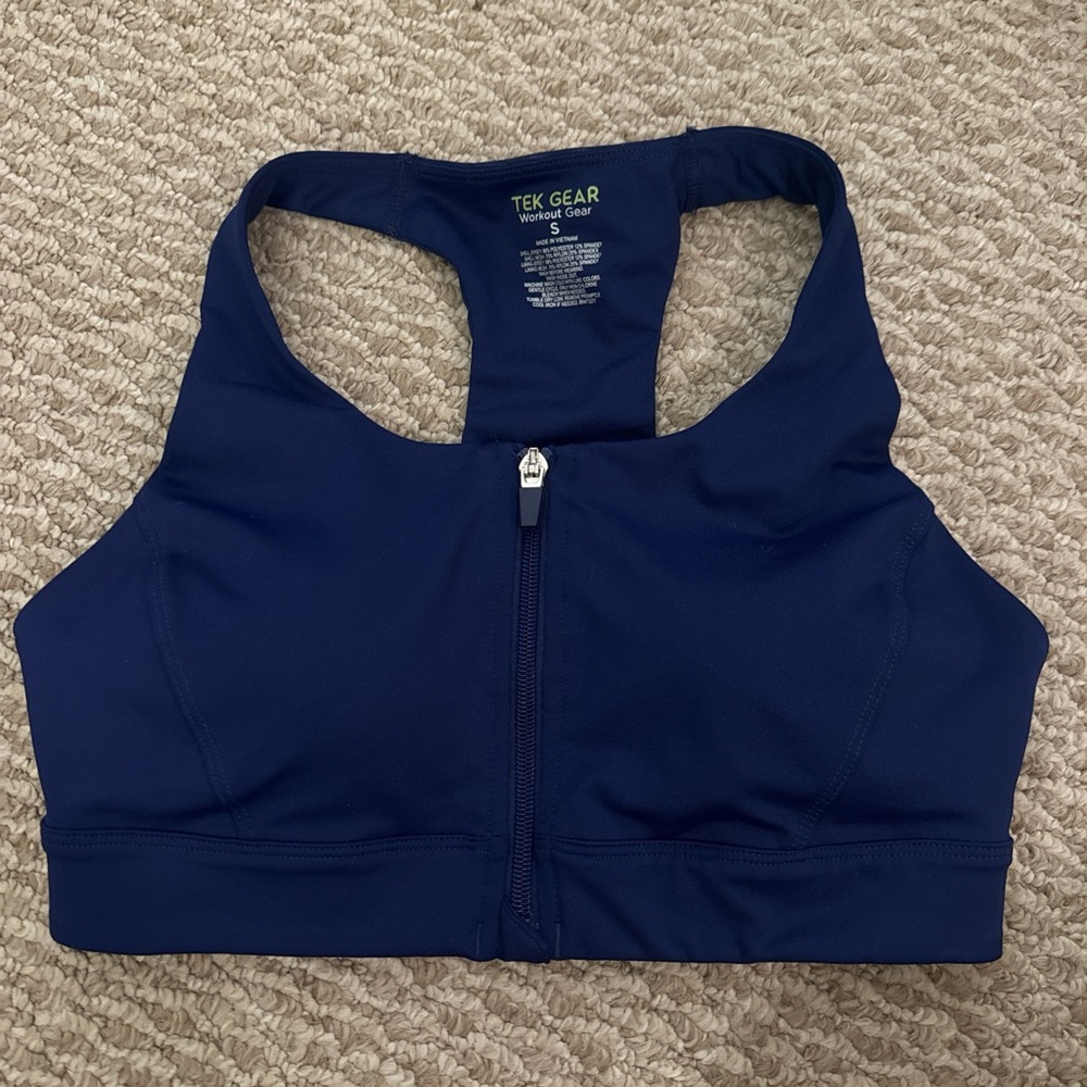-Dark blue Tek Gear sports bra (with built in padding)